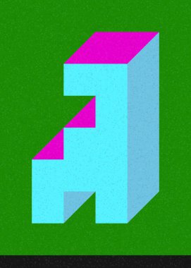 Edward Zajec 'in 1971' deki Il Cubo 'sunun uygulanması. Esasen 8 taştan oluşan bir Truchet fayans seti ve yerleştirme sanatı illüstrasyonu için kurallar