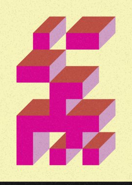 Edward Zajec 'in 1971' deki Il Cubo 'sunun uygulanması. Esasen 8 taştan oluşan bir Truchet fayans seti ve yerleştirme sanatı illüstrasyonu için kurallar