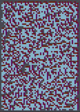 Edward Zajec 'in 1971' deki Il Cubo 'sunun uygulanması. Esasen 8 taştan oluşan bir Truchet fayans seti ve yerleştirme sanatı illüstrasyonu için kurallar