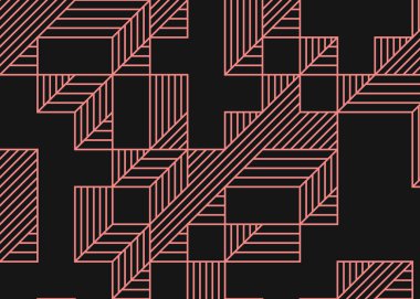 Edward Zajec 'in 1971' deki Il Cubo 'sunun uygulanması. Esasen 8 taştan oluşan bir Truchet fayans seti ve yerleştirme sanatı illüstrasyonu için kurallar