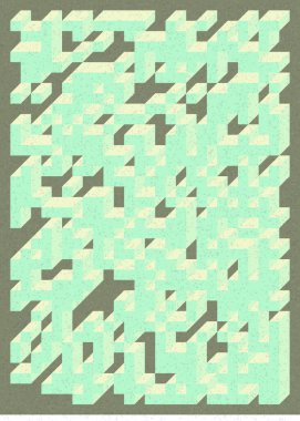 Edward Zajec 'in 1971' deki Il Cubo 'sunun uygulanması. Esasen 8 taştan oluşan bir Truchet fayans seti ve yerleştirme sanatı illüstrasyonu için kurallar