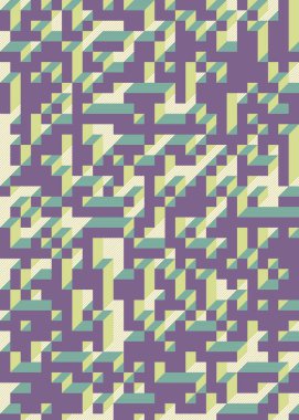 Edward Zajec 'in 1971' deki Il Cubo 'sunun uygulanması. Esasen 8 taştan oluşan bir Truchet fayans seti ve yerleştirme sanatı illüstrasyonu için kurallar