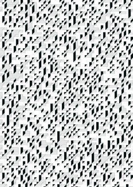 Edward Zajec 'in 1971' deki Il Cubo 'sunun uygulanması. Esasen 8 taştan oluşan bir Truchet fayans seti ve yerleştirme sanatı illüstrasyonu için kurallar