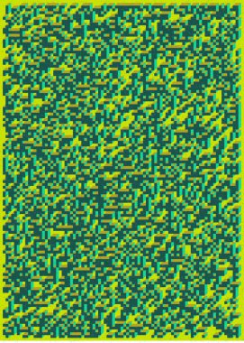 Edward Zajec 'in 1971' deki Il Cubo 'sunun uygulanması. Esasen 8 taştan oluşan bir Truchet fayans seti ve yerleştirme sanatı illüstrasyonu için kurallar