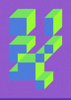 Edward Zajec 'in 1971' deki Il Cubo 'sunun uygulanması. Esasen 8 taştan oluşan bir Truchet fayans seti ve yerleştirme sanatı illüstrasyonu için kurallar