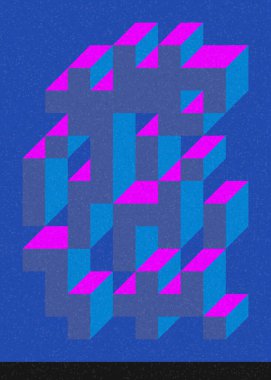 Edward Zajec 'in 1971' deki Il Cubo 'sunun uygulanması. Esasen 8 taştan oluşan bir Truchet fayans seti ve yerleştirme sanatı illüstrasyonu için kurallar