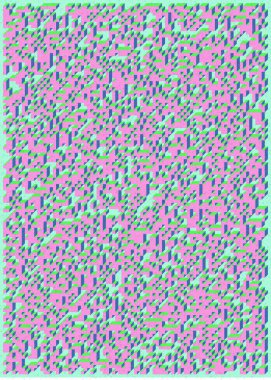 Edward Zajec 'in 1971' deki Il Cubo 'sunun uygulanması. Esasen 8 taştan oluşan bir Truchet fayans seti ve yerleştirme sanatı illüstrasyonu için kurallar