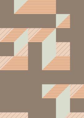 Edward Zajec 'in 1971' deki Il Cubo 'sunun uygulanması. Esasen 8 taştan oluşan bir Truchet fayans seti ve yerleştirme sanatı illüstrasyonu için kurallar