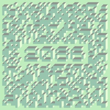 Edward Zajec 'in 1971' deki Il Cubo 'sunun uygulanması. Esasen 8 taştan oluşan bir Truchet fayans seti ve yerleştirme sanatı illüstrasyonu için kurallar