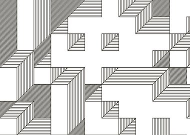 Edward Zajec 'in 1971' deki Il Cubo 'sunun uygulanması. Esasen 8 taştan oluşan bir Truchet fayans seti ve yerleştirme sanatı illüstrasyonu için kurallar