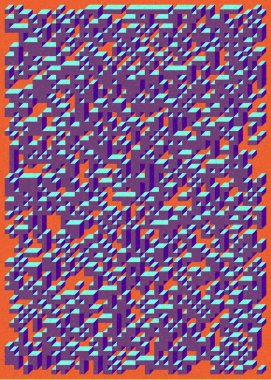 Edward Zajec 'in 1971' deki Il Cubo 'sunun uygulanması. Esasen 8 taştan oluşan bir Truchet fayans seti ve yerleştirme sanatı illüstrasyonu için kurallar