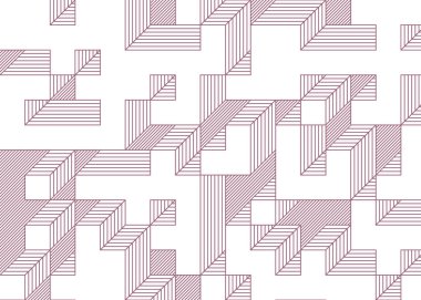 Edward Zajec 'in 1971' deki Il Cubo 'sunun uygulanması. Esasen 8 taştan oluşan bir Truchet fayans seti ve yerleştirme sanatı illüstrasyonu için kurallar