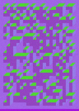 Edward Zajec 'in 1971' deki Il Cubo 'sunun uygulanması. Esasen 8 taştan oluşan bir Truchet fayans seti ve yerleştirme sanatı illüstrasyonu için kurallar