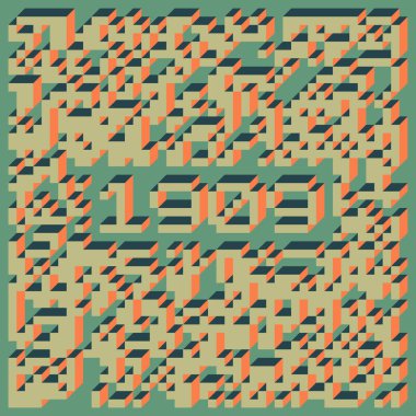 Edward Zajec 'in 1971' deki Il Cubo 'sunun uygulanması. Esasen 8 taştan oluşan bir Truchet fayans seti ve yerleştirme sanatı illüstrasyonu için kurallar