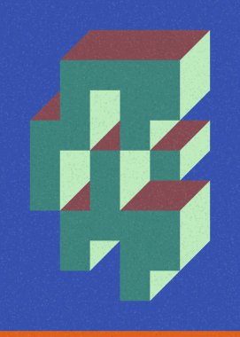 Edward Zajec 'in 1971' deki Il Cubo 'sunun uygulanması. Esasen 8 taştan oluşan bir Truchet fayans seti ve yerleştirme sanatı illüstrasyonu için kurallar