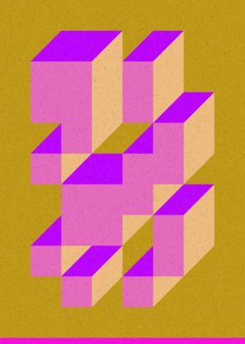 Edward Zajec 'in 1971' deki Il Cubo 'sunun uygulanması. Esasen 8 taştan oluşan bir Truchet fayans seti ve yerleştirme sanatı illüstrasyonu için kurallar