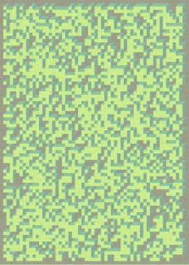 Edward Zajec 'in 1971' deki Il Cubo 'sunun uygulanması. Esasen 8 taştan oluşan bir Truchet fayans seti ve yerleştirme sanatı illüstrasyonu için kurallar