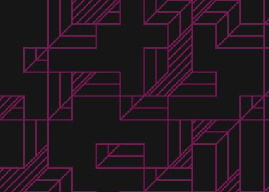 Edward Zajec 'in 1971' deki Il Cubo 'sunun uygulanması. Esasen 8 taştan oluşan bir Truchet fayans seti ve yerleştirme sanatı illüstrasyonu için kurallar