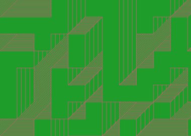 Edward Zajec 'in 1971' deki Il Cubo 'sunun uygulanması. Esasen 8 taştan oluşan bir Truchet fayans seti ve yerleştirme sanatı illüstrasyonu için kurallar