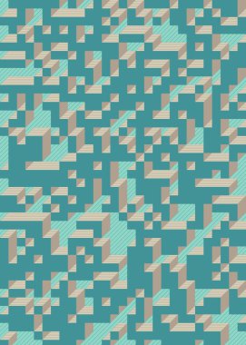 Edward Zajec 'in 1971' deki Il Cubo 'sunun uygulanması. Esasen 8 taştan oluşan bir Truchet fayans seti ve yerleştirme sanatı illüstrasyonu için kurallar