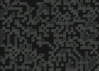 Edward Zajec 'in 1971' deki Il Cubo 'sunun uygulanması. Esasen 8 taştan oluşan bir Truchet fayans seti ve yerleştirme sanatı illüstrasyonu için kurallar