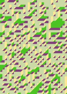 Edward Zajec 'in 1971' deki Il Cubo 'sunun uygulanması. Esasen 8 taştan oluşan bir Truchet fayans seti ve yerleştirme sanatı illüstrasyonu için kurallar