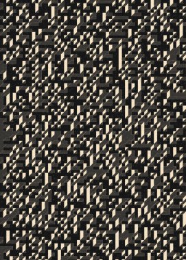 Edward Zajec 'in 1971' deki Il Cubo 'sunun uygulanması. Esasen 8 taştan oluşan bir Truchet fayans seti ve yerleştirme sanatı illüstrasyonu için kurallar