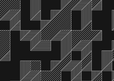 Edward Zajec 'in 1971' deki Il Cubo 'sunun uygulanması. Esasen 8 taştan oluşan bir Truchet fayans seti ve yerleştirme sanatı illüstrasyonu için kurallar