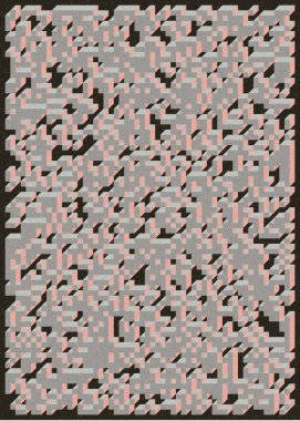 Edward Zajec 'in 1971' deki Il Cubo 'sunun uygulanması. Esasen 8 taştan oluşan bir Truchet fayans seti ve yerleştirme sanatı illüstrasyonu için kurallar