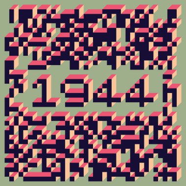 1999 'da Edward Zajec II Cubo' nun 1971 'de uygulanması. Esasen 8 taştan oluşan bir Truchet fayans seti ve yerleştirme sanatı illüstrasyonu için kurallar.