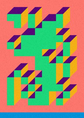 Edward Zajec 'in 1971' deki Il Cubo 'sunun uygulanması. Esasen 8 taştan oluşan bir Truchet fayans seti ve yerleştirme sanatı illüstrasyonu için kurallar