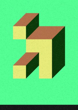 Edward Zajec 'in 1971' deki Il Cubo 'sunun uygulanması. Esasen 8 taştan oluşan bir Truchet fayans seti ve yerleştirme sanatı illüstrasyonu için kurallar