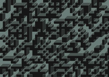 1999 'da Edward Zajec II Cubo' nun 1971 'de uygulanması. Esasen 8 taştan oluşan bir Truchet fayans seti ve yerleştirme sanatı illüstrasyonu için kurallar.