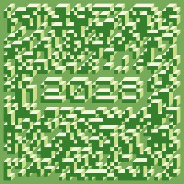 Edward Zajec 'in 1971' deki Il Cubo 'sunun uygulanması. Esasen 8 taştan oluşan bir Truchet fayans seti ve yerleştirme sanatı illüstrasyonu için kurallar