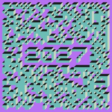 Edward Zajec 'in 1971' deki Il Cubo 'sunun uygulanması. Esasen 8 taştan oluşan bir Truchet fayans seti ve yerleştirme sanatı illüstrasyonu için kurallar