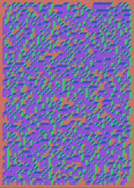 Edward Zajec 'in 1971' deki Il Cubo 'sunun uygulanması. Esasen 8 taştan oluşan bir Truchet fayans seti ve yerleştirme sanatı illüstrasyonu için kurallar