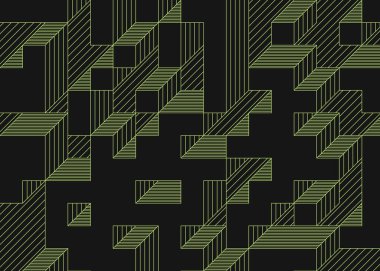 Edward Zajec 'in 1971' deki Il Cubo 'sunun uygulanması. Esasen 8 taştan oluşan bir Truchet fayans seti ve yerleştirme sanatı illüstrasyonu için kurallar