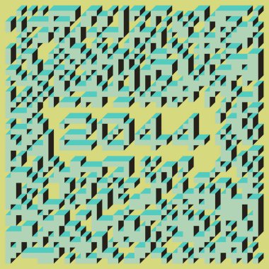 Edward Zajec 'in 1971' deki Il Cubo 'sunun uygulanması. Esasen 8 taştan oluşan bir Truchet fayans seti ve yerleştirme sanatı illüstrasyonu için kurallar