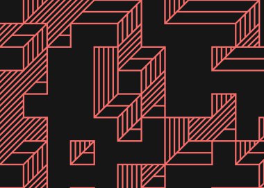 Edward Zajec 'in 1971' deki Il Cubo 'sunun uygulanması. Esasen 8 taştan oluşan bir Truchet fayans seti ve yerleştirme sanatı illüstrasyonu için kurallar