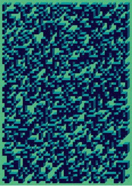 Edward Zajec 'in 1971' deki Il Cubo 'sunun uygulanması. Esasen 8 taştan oluşan bir Truchet fayans seti ve yerleştirme sanatı illüstrasyonu için kurallar