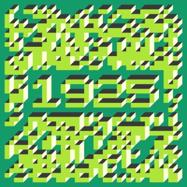 Edward Zajec 'in 1971' deki Il Cubo 'sunun uygulanması. Esasen 8 taştan oluşan bir Truchet fayans seti ve yerleştirme sanatı illüstrasyonu için kurallar