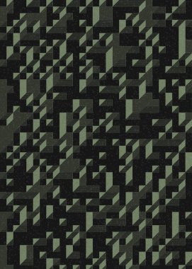 Edward Zajec 'in 1971' deki Il Cubo 'sunun uygulanması. Esasen 8 taştan oluşan bir Truchet fayans seti ve yerleştirme sanatı illüstrasyonu için kurallar