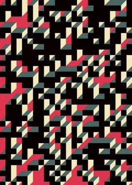 Edward Zajec 'in 1971' deki Il Cubo 'sunun uygulanması. Esasen 8 taştan oluşan bir Truchet fayans seti ve yerleştirme sanatı illüstrasyonu için kurallar