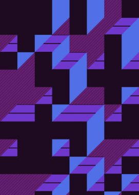 Edward Zajec 'in 1971' deki Il Cubo 'sunun uygulanması. Esasen 8 taştan oluşan bir Truchet fayans seti ve yerleştirme sanatı illüstrasyonu için kurallar