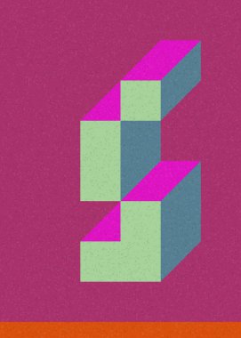 Edward Zajec 'in 1971' deki Il Cubo 'sunun uygulanması. Esasen 8 taştan oluşan bir Truchet fayans seti ve yerleştirme sanatı illüstrasyonu için kurallar