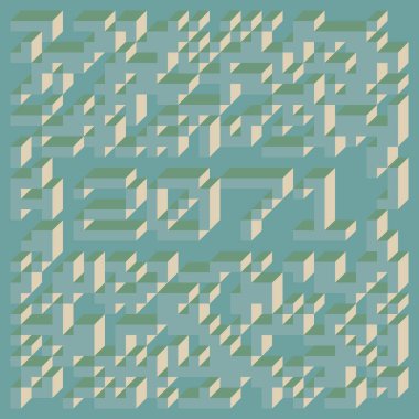 Edward Zajec 'in 1971' deki Il Cubo 'sunun uygulanması. Esasen 8 taştan oluşan bir Truchet fayans seti ve yerleştirme sanatı illüstrasyonu için kurallar