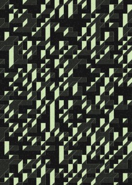 Edward Zajec 'in 1971' deki Il Cubo 'sunun uygulanması. Esasen 8 taştan oluşan bir Truchet fayans seti ve yerleştirme sanatı illüstrasyonu için kurallar