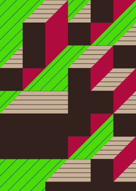 Edward Zajec 'in 1971' deki Il Cubo 'sunun uygulanması. Esasen 8 taştan oluşan bir Truchet fayans seti ve yerleştirme sanatı illüstrasyonu için kurallar