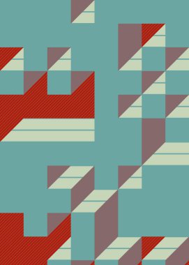 Edward Zajec 'in 1971' deki Il Cubo 'sunun uygulanması. Esasen 8 taştan oluşan bir Truchet fayans seti ve yerleştirme sanatı illüstrasyonu için kurallar