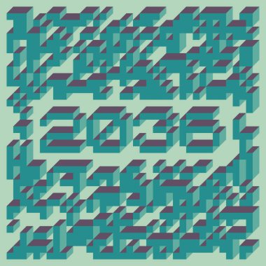 Edward Zajec 'in 1971' deki Il Cubo 'sunun uygulanması. Esasen 8 taştan oluşan bir Truchet fayans seti ve yerleştirme sanatı illüstrasyonu için kurallar